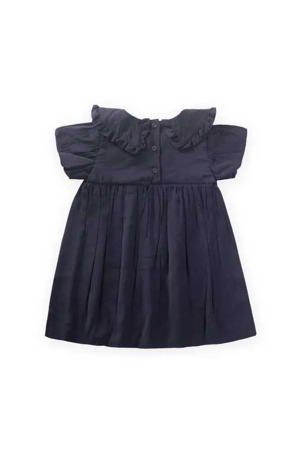 Yakalı Modal Elbise 2-10 Yaş Lacivert