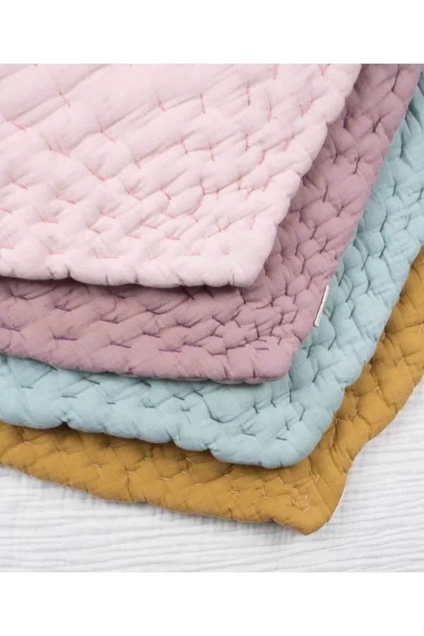 Tapis d'éveil bébé en mousseline à motif feuilles 105 x 80 cm (lavé) Menthe Df