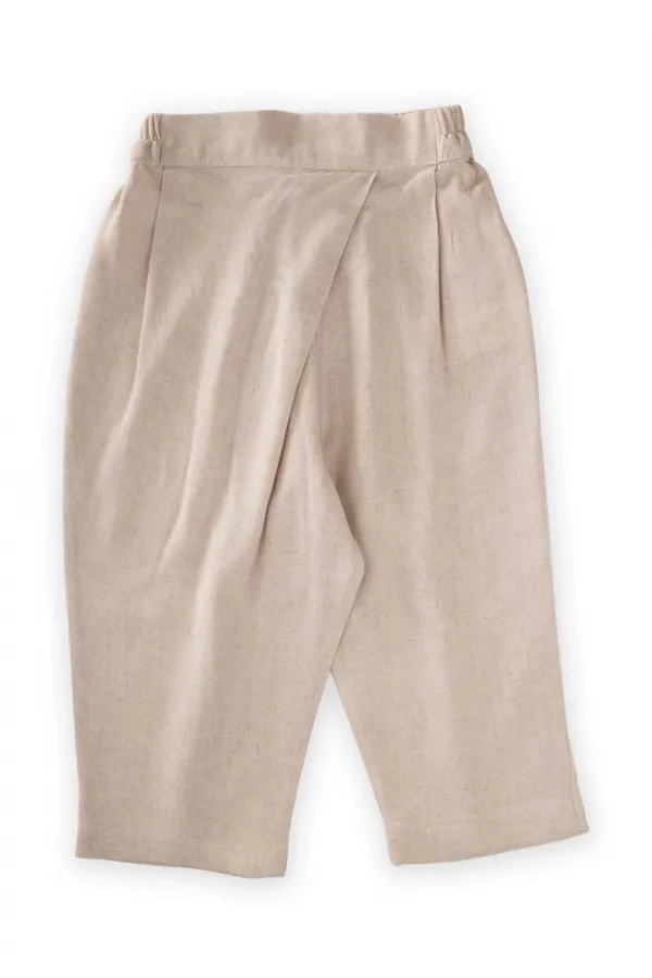 Çapraz Pileli Keten Pantolon 2-7 Yaş Naturel