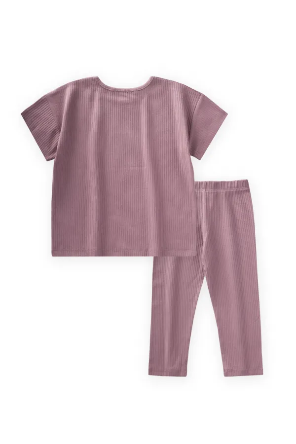 Collants côtelés brodés de pierres, lilas, pour enfants de 2 à 7 ans