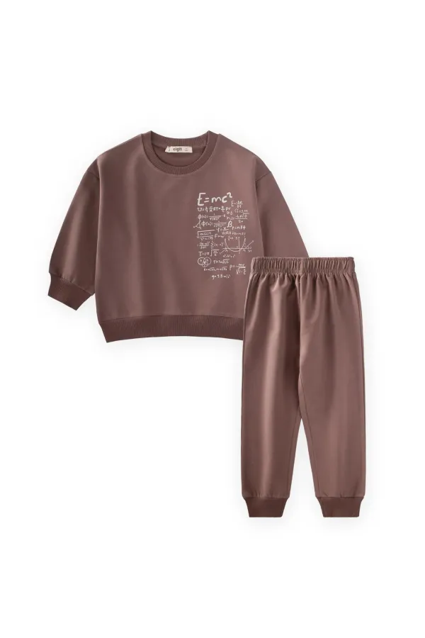 Process Printed Tracksuit for 2-7 Years Olds, Coffee with Milk