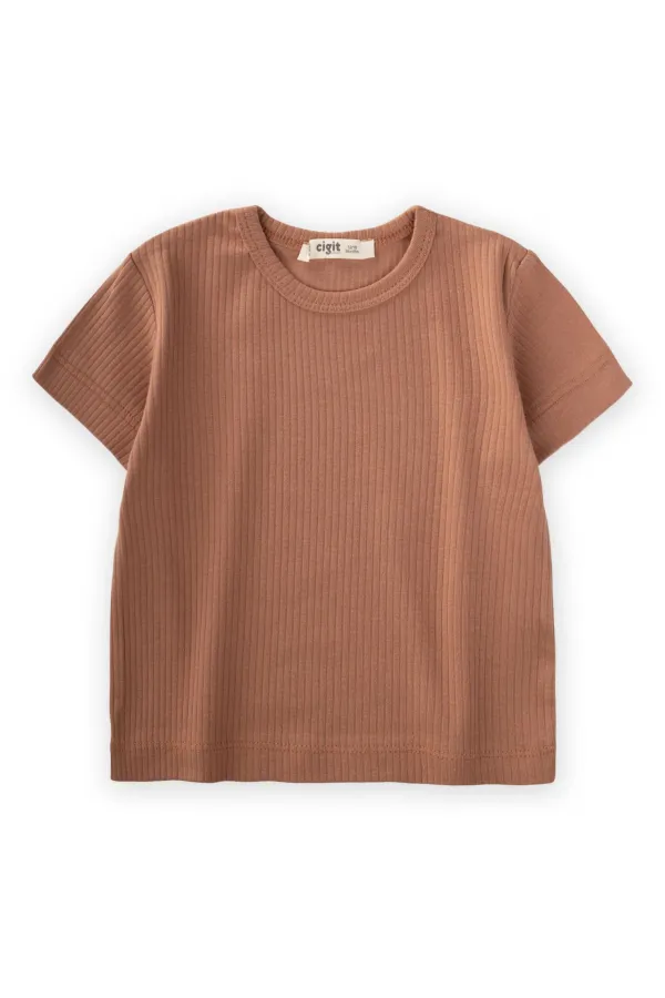 Basic Ribbed T-Shirt 1-5 Years Old Brown