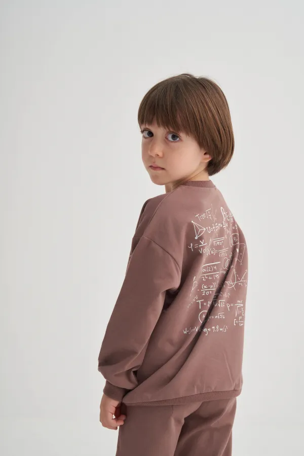 Process Printed Tracksuit for 2-7 Years Olds, Coffee with Milk