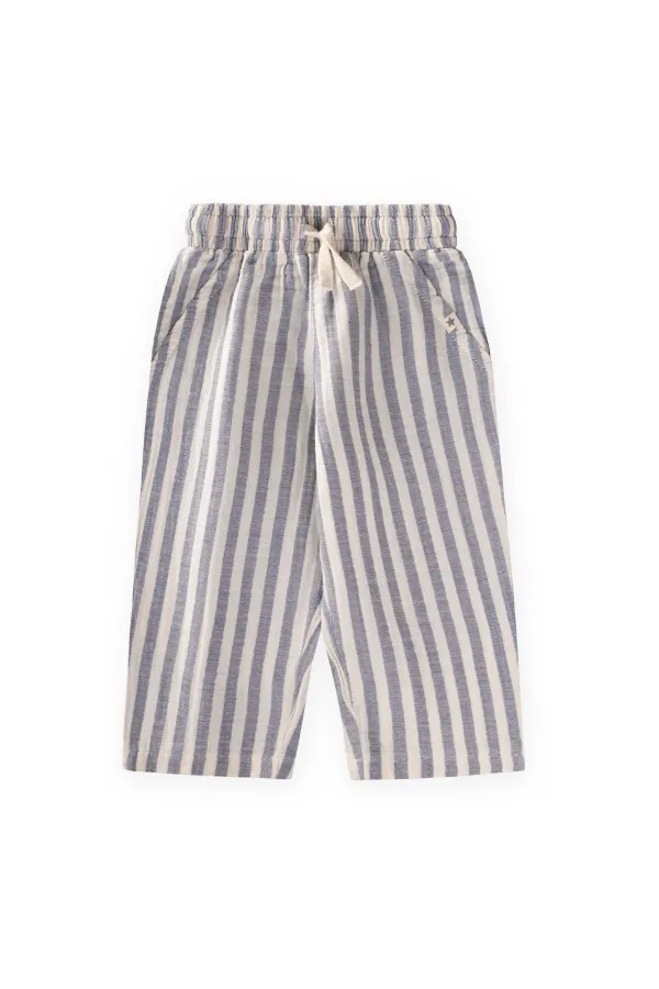 Muslin Pants for 1-10 Years, Indigo, Thick Striped Muslin Pants for 1-10 Years, Indigo, Thick Striped