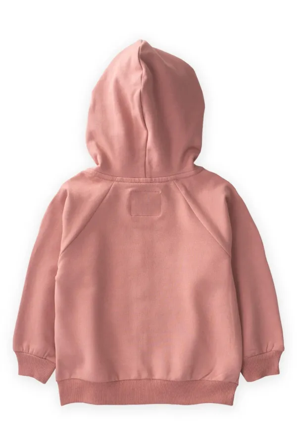 Hooded Zippered Cardigan 1-14 Years Old Dusty Rose