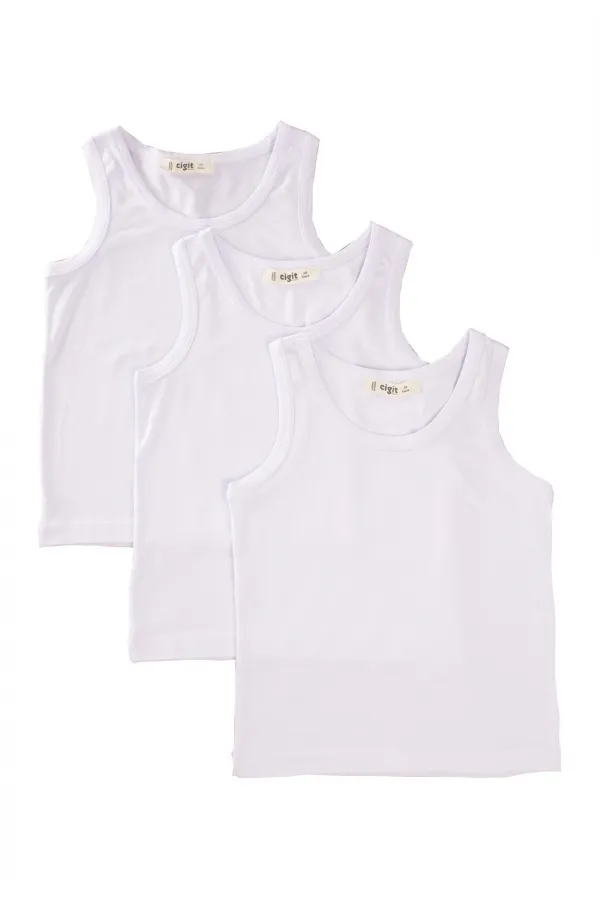 Üçlü Geniş Askılı Atlet 2-9 Yaş Beyaz