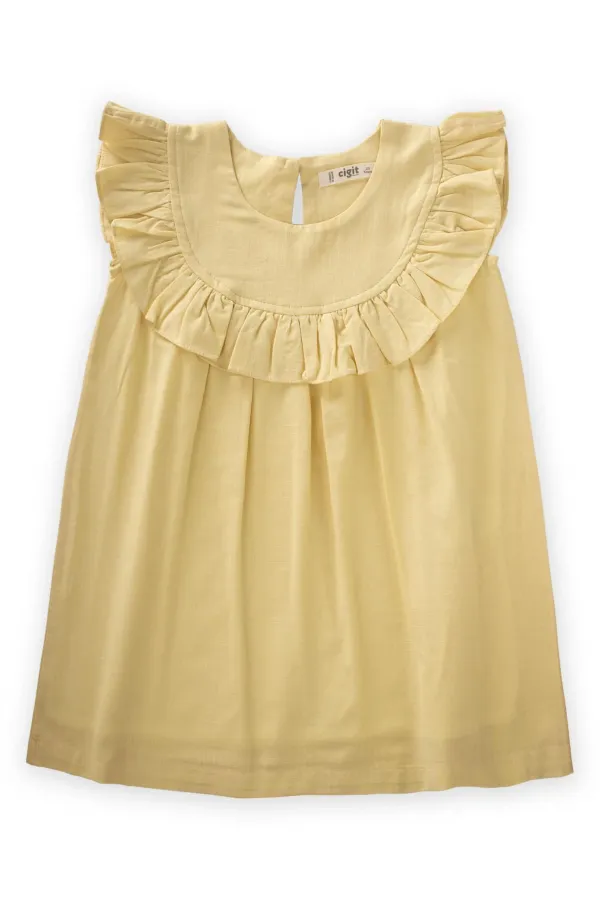 Robe à volants jaune 2-7 ans Robe à volants jaune 2-7 ans