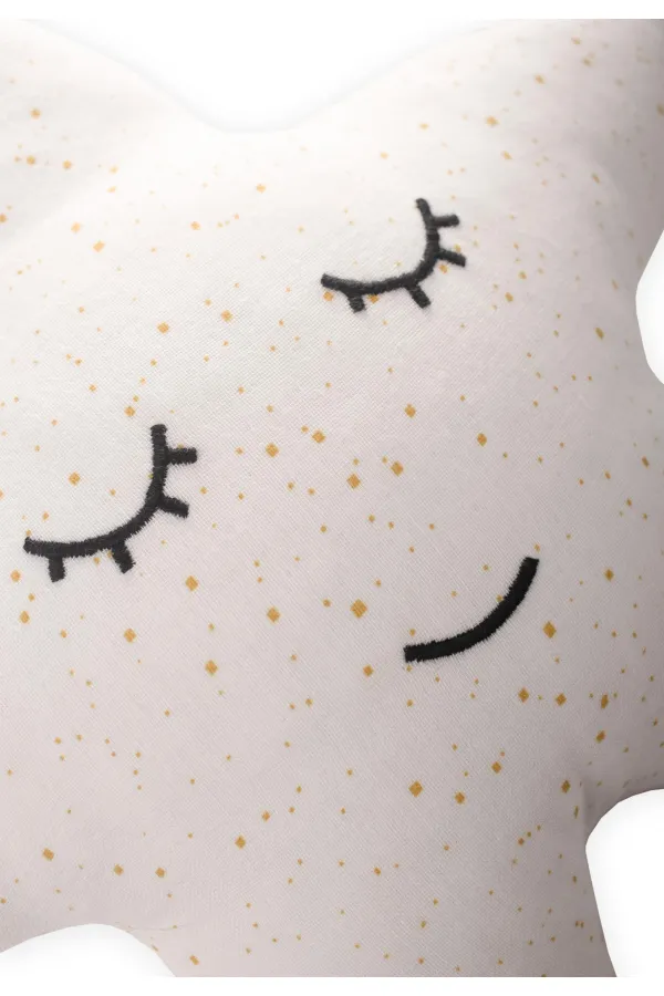 Foil Printed Star Ornament Baby Pillow 35X35 cm Ecru