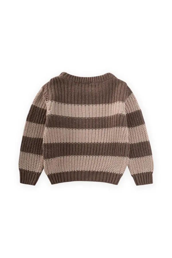 Pull rayé Selanik en maille, couleur vison, pour enfants de 2 à 8 ans