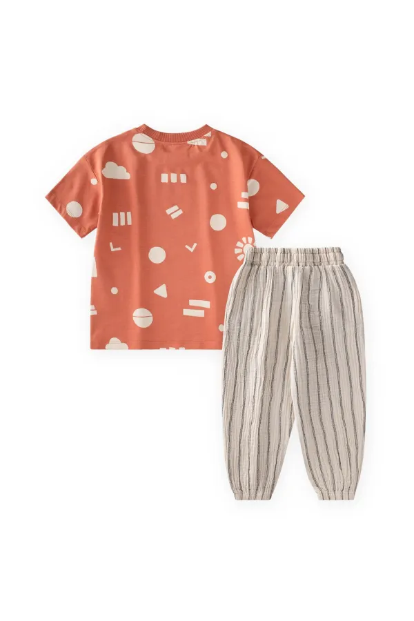 Ensemble pantalon et t-shirt bio, 2-12 ans, orange
