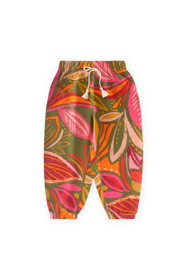 Desenli Viskon Şalvar 2-10 Yaş Turuncu