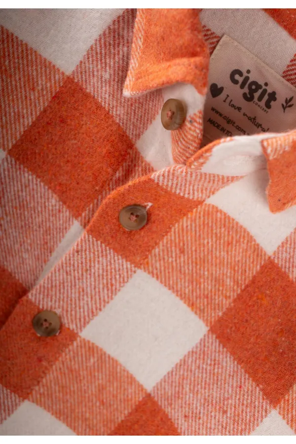 Oduncu Gömleği 1-9 Yaş Oranj Ekose