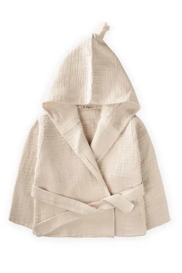 Double Layer Muslin Child Bathrobe 1-9 Years Natural