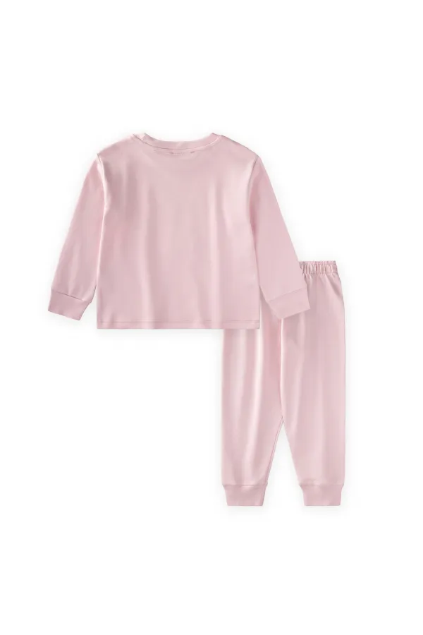 Cat Print Pajama Set for Ages 2-8, Powder Pink