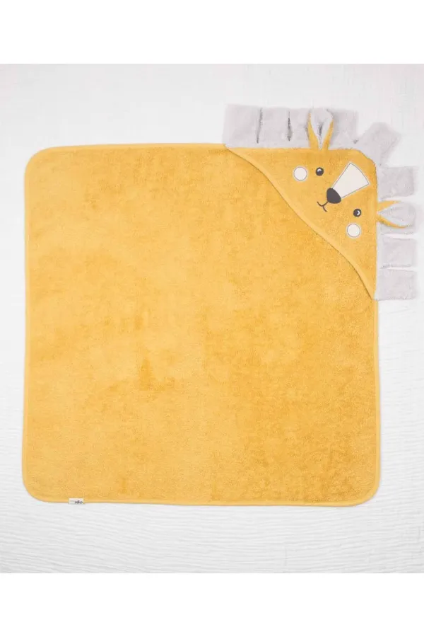 Aslan Figürlü Bebek Havlu 75x75 cm Hardal Sarı