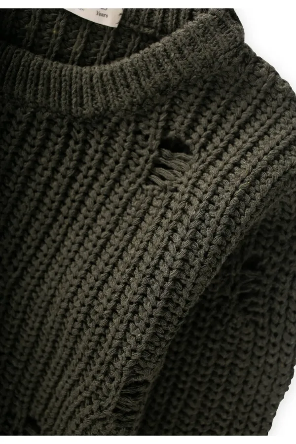 Thessaloniki Knit Sweater, Ages 2-8, Khaki Green