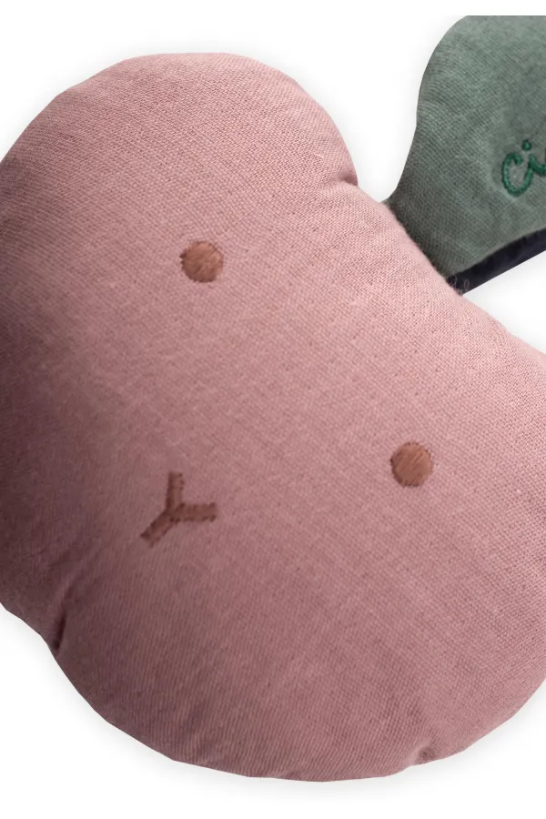 Hochet en mousseline en forme de pomme, rose séchée