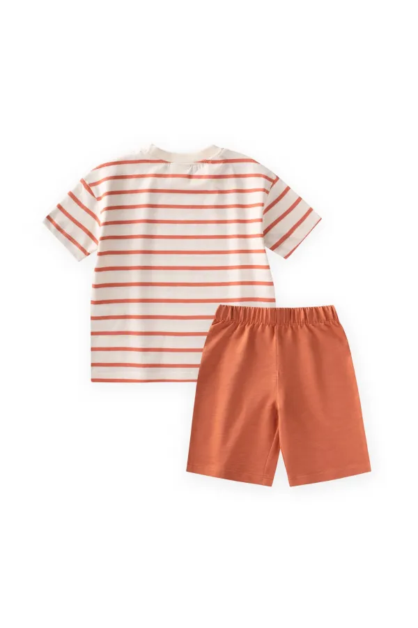 Striped Basic Capri Set, Ages 1-5, Orange Stripes Striped Basic Capri Set, Ages 1-5, Orange Stripes