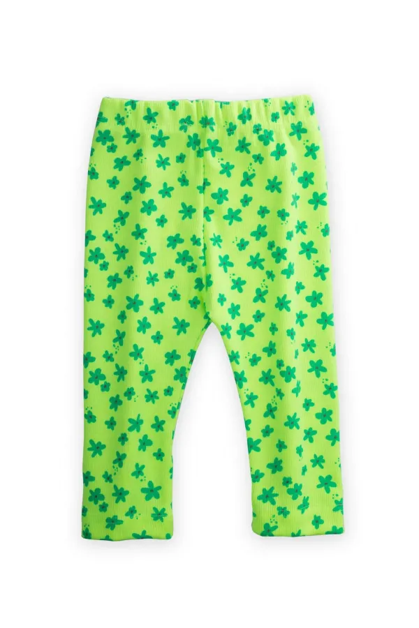 Leggings fluo saisonniers pour filles, motif floral vert, 0-5 ans