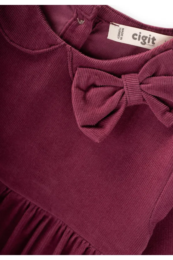 Robe en velours prune 1-8 ans