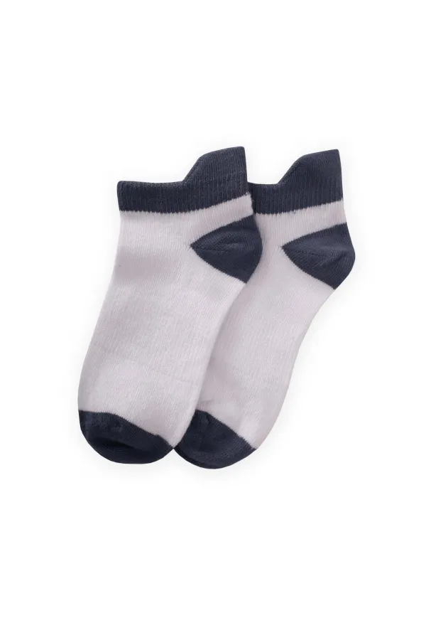 Chaussettes-chaussons pour enfants, bout et talon colorés, 5-12 ans, bleu indigo