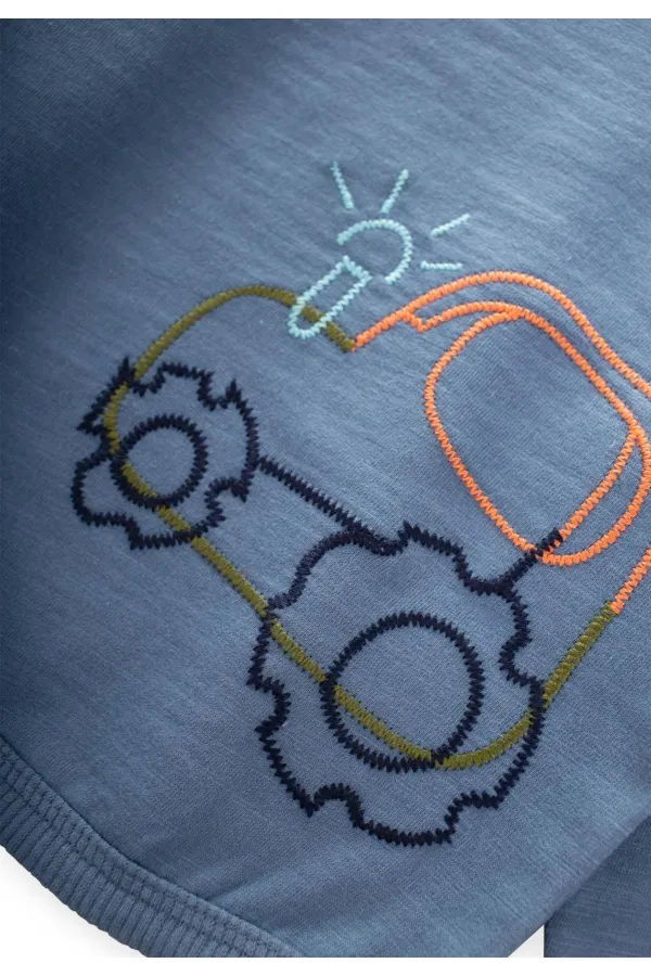 Traktör Nakışlı Sweatshirt 0-4 Yaş İndigo Mavi