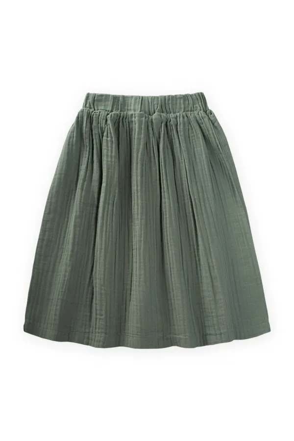 Jupe en mousseline biologique 2-8 ans, vert kaki