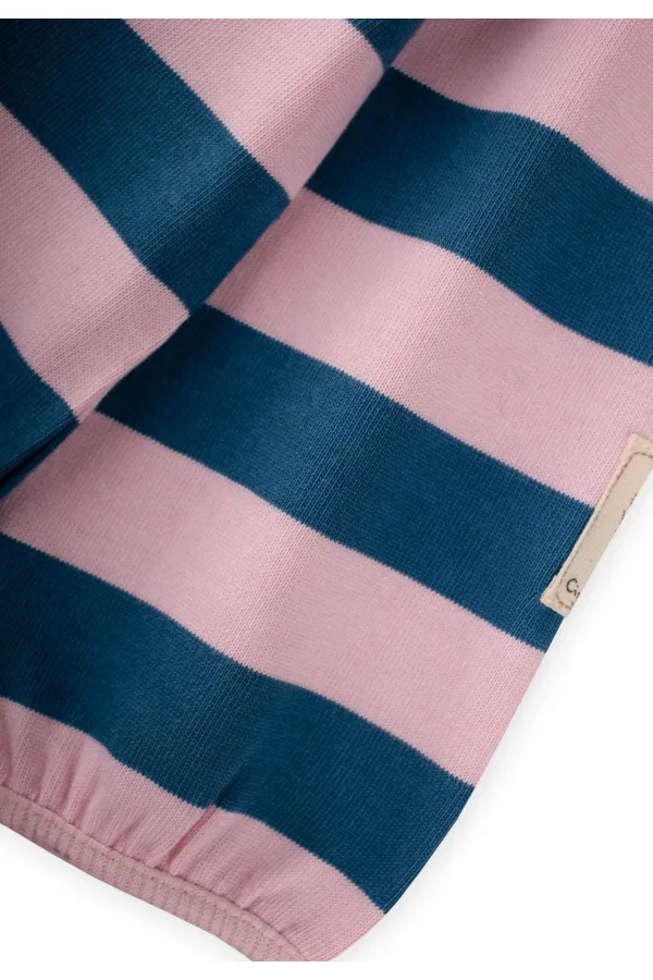 Triko Çizgili Tunik 4-12 Yaş Pudra Mavi Çizgili