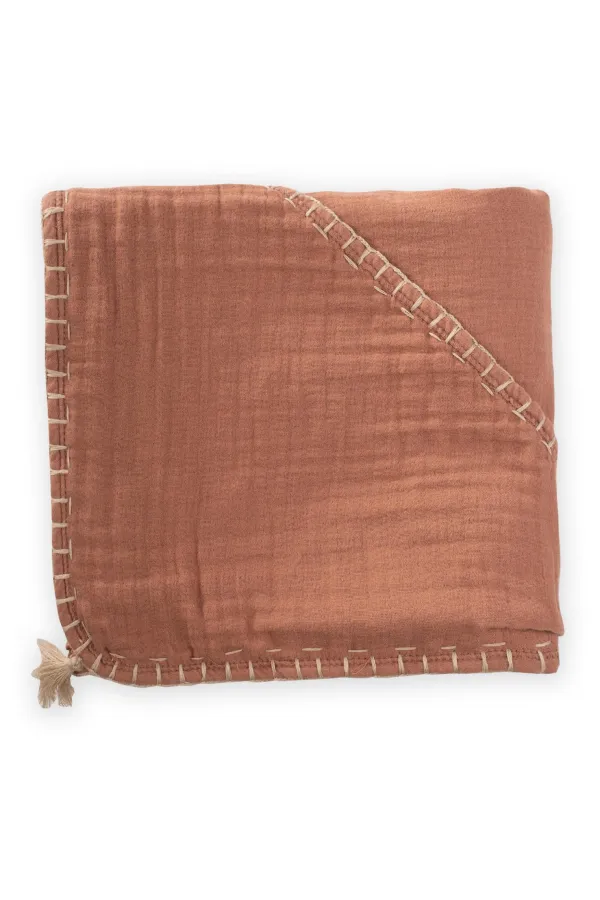 Double Layer Handmade Muslin Triangle Towel (Washed) 75x75 cm Coffee