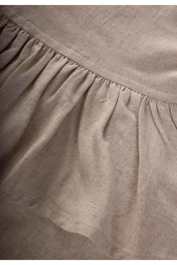 Beli Volanlı Keten Tulum 2-7 Yaş Naturel