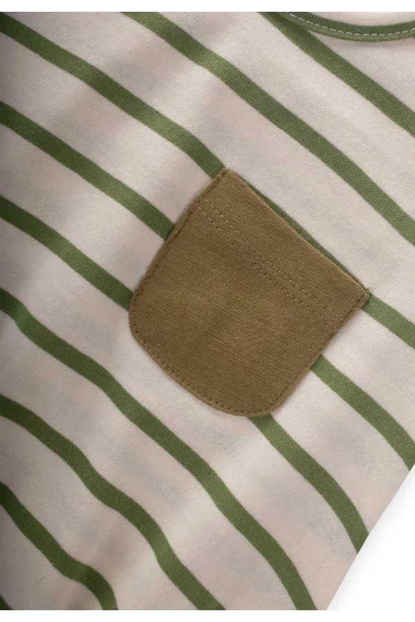 Çizgili Cepli Zıbın 0-3 Yaş Yağ Yeşili