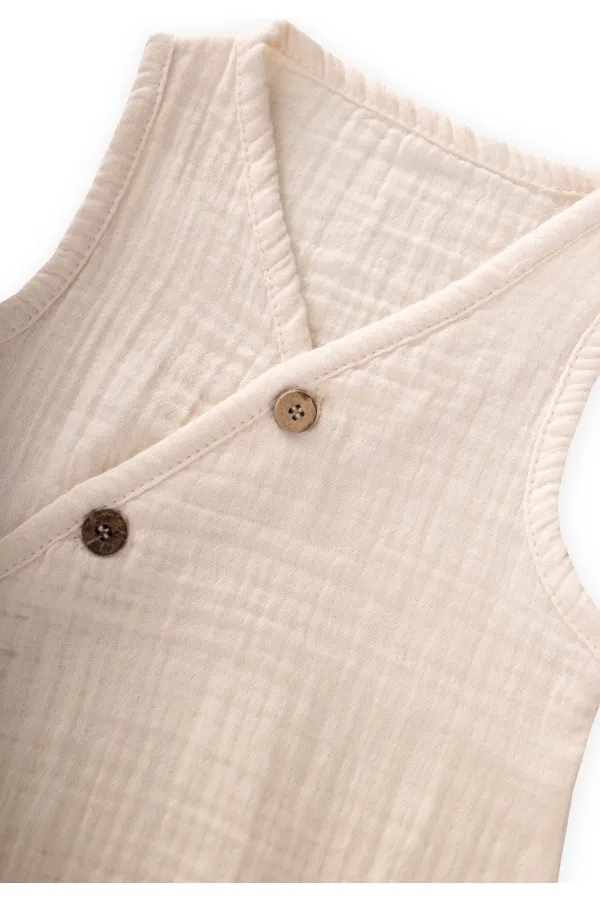 Wrap-Neck Bodysuit 0-3 Years Cream