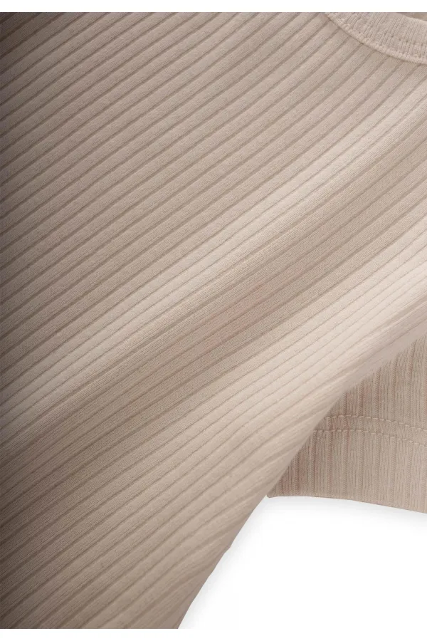 Basic Fitilli T-Shırt 1-5 Yaş Açık Bej