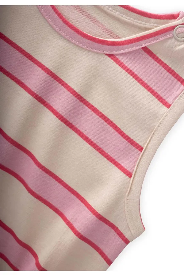 Çizgili Zıbın 0-3 Yaş Pudra Geniş Çizgili