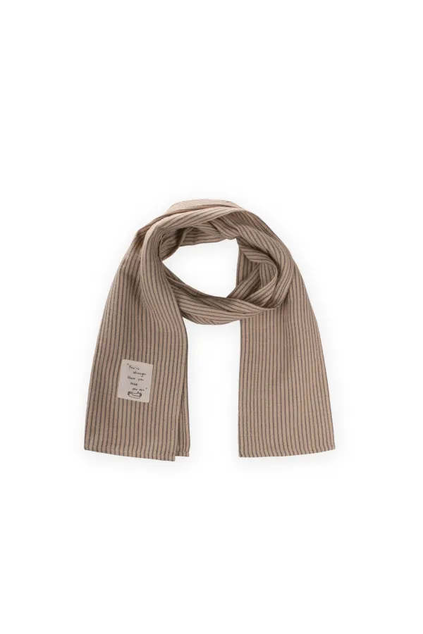 Çocuk Fular 25X140 Cm Bej İnce Çizgili