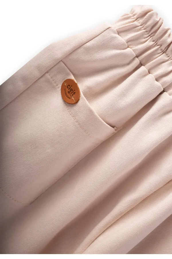 Cep Detaylı Pantolon 8-12 Yaş Krem