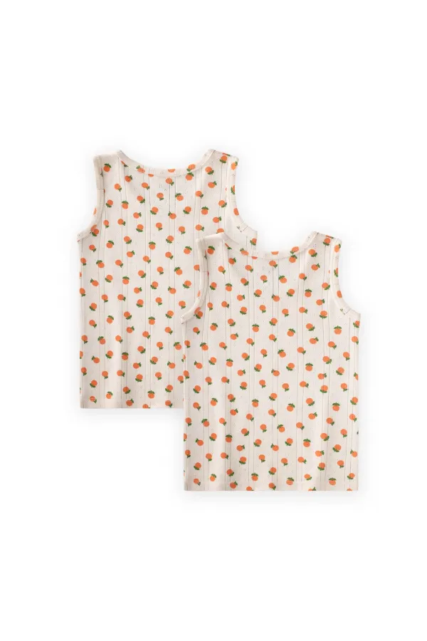 Two-Piece Wide-Strap Tank Top, Ages 2-11, Orange Pattern