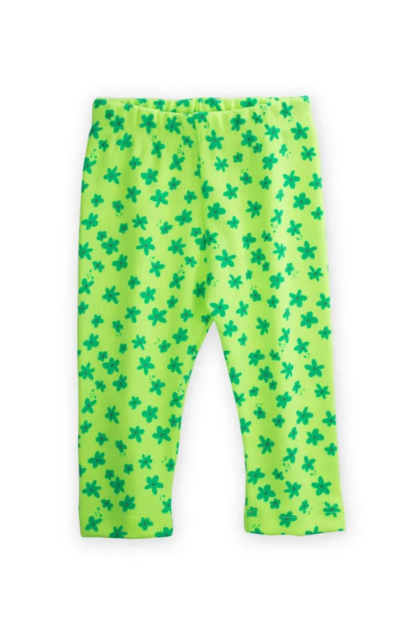 Leggings fluo saisonniers pour filles, motif floral vert, 0-5 ans