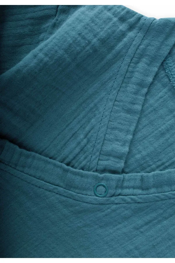 Organic Kruvaze Müslin Tulum 0-9 Ay Turkuaz