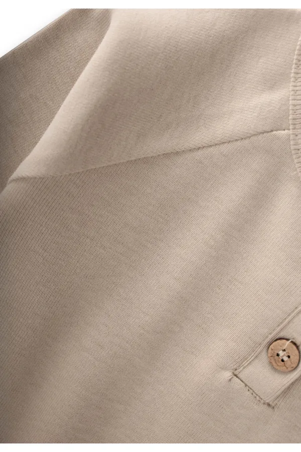 Raglan Sleeve Placket Boys Basic Suit 1-5 Years Beige