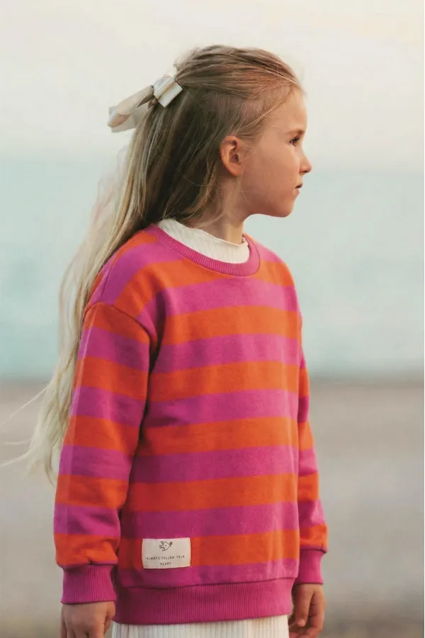Striped Knitted Sweatshirt 2-12 Years Old Orange Fuchsia