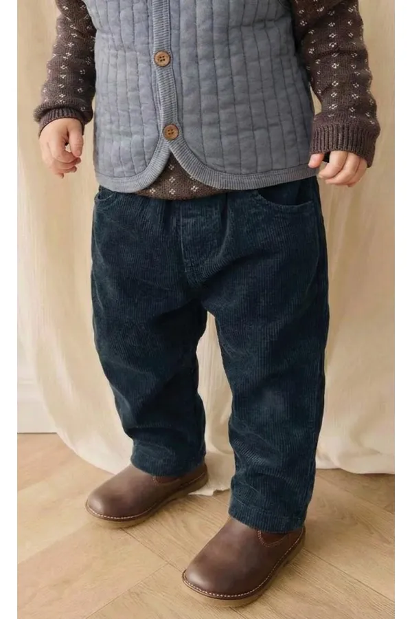 Fitilli Kadife Pantolon 1-8 Yaş Lacivert