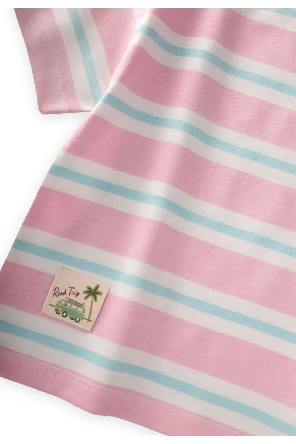 Striped Shorts Set, Ages 1-7, Pink and Blue Striped Striped Shorts Set, Ages 1-7, Pink and Blue Striped
