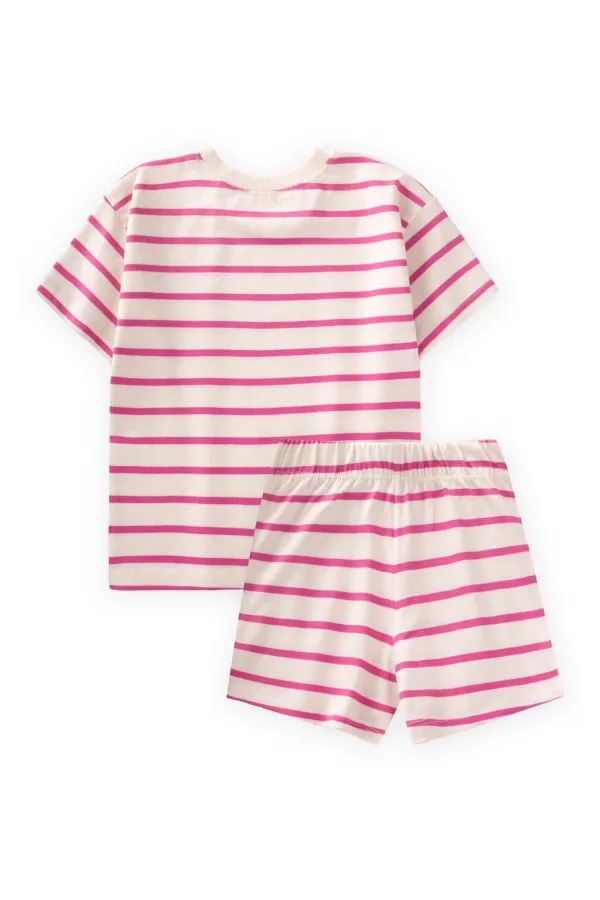 Striped Shorts Set 1-7 Years Fuchsia