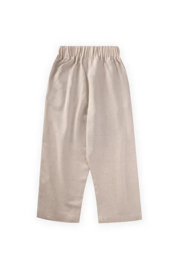 İki Renkli Keten Pantolon 2-7 Yaş Caramel