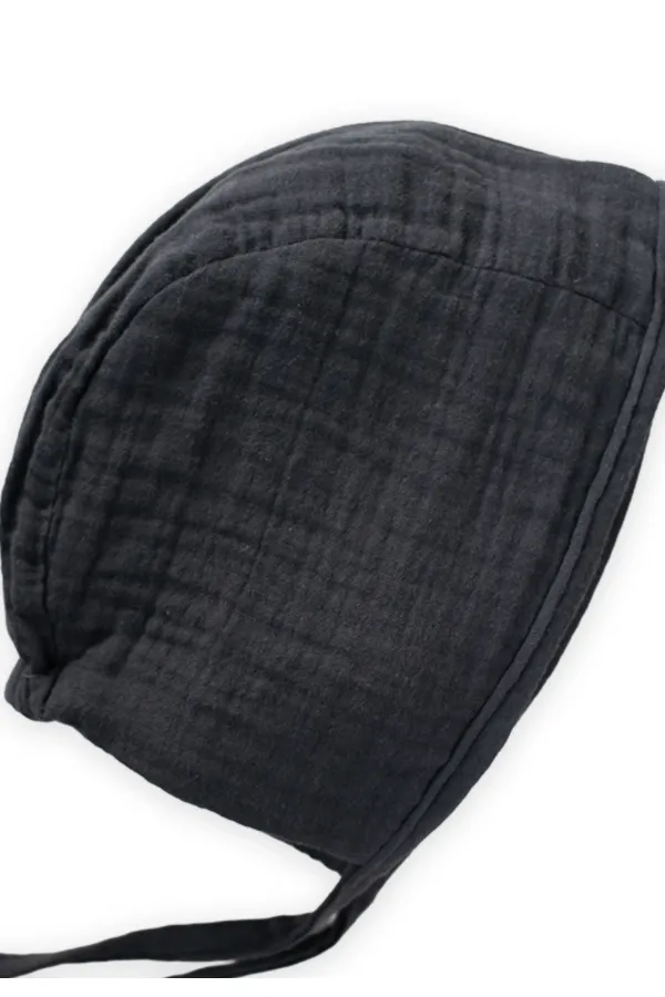 Tie-Up Baby Muslin Hat 0-2 years Anthracite Tie-Up Baby Muslin Hat 0-2 years Anthracite