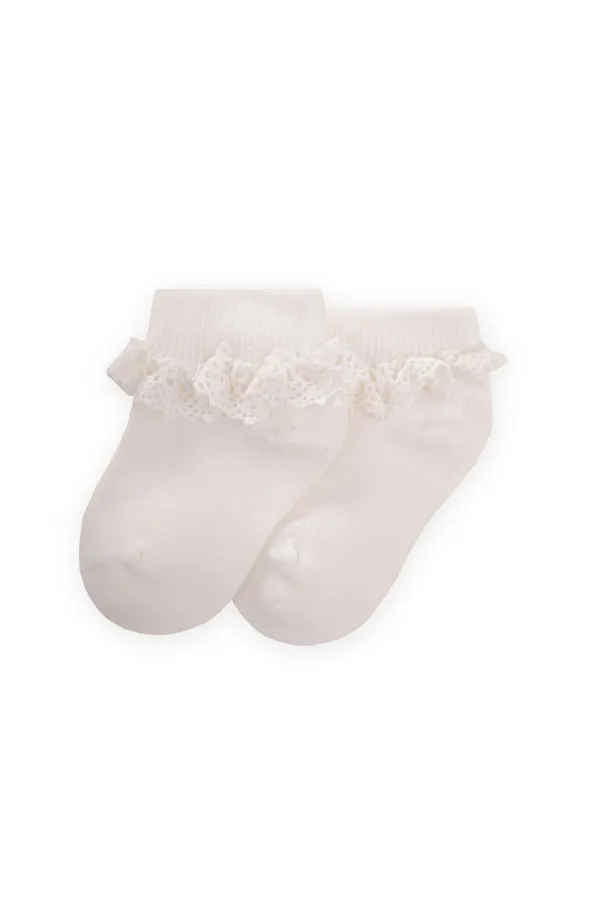 Dantalli Bebe patik Çorabı 0-4 Yaş Ekru