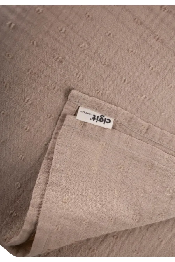 Naturel Puantiyeli Müslin Battaniye 90X100 Cm Vizon