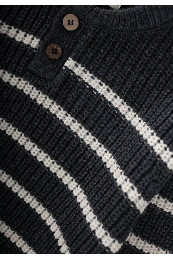 Çizgili Triko Kazak 2-8 Yaş Antrasit