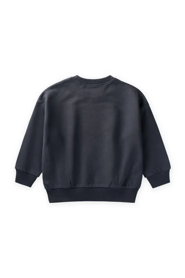 Pullu Ay Yıldız Nakışlı Sweatshirt 2-8 Yaş Antrasit